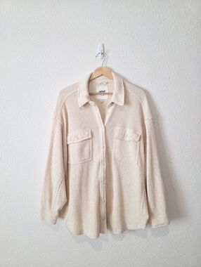 Aerie Oat Oversized Waffle Shirt Jacket L